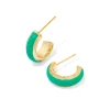 Outlet Kendra Scott Ainsley Gold Huggie Earrings in Green Enamel