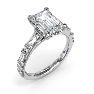 Outlet Fana Alternating Baguette and Round Diamond Engagement Ring