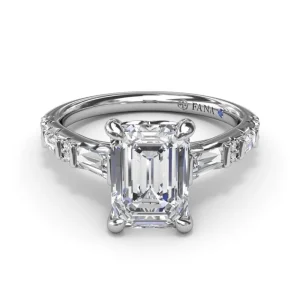 Outlet Fana Alternating Baguette and Round Diamond Engagement Ring