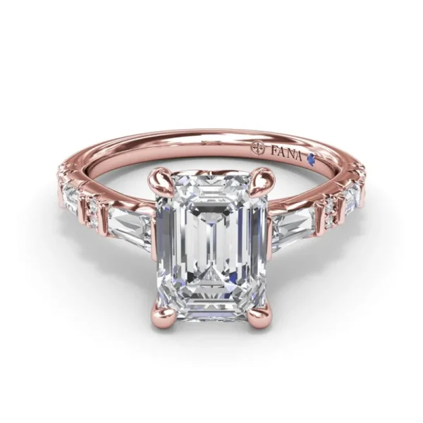 Outlet Fana Alternating Baguette and Round Diamond Engagement Ring