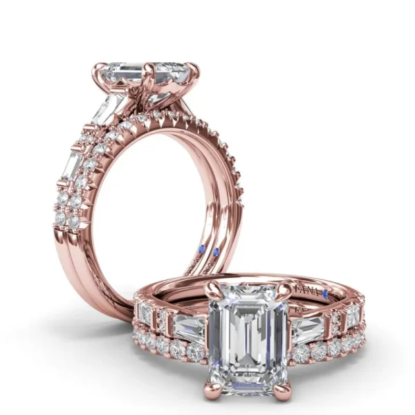 Outlet Fana Alternating Baguette and Round Diamond Engagement Ring