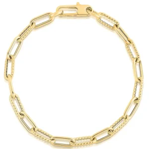 Fashion Roberto Coin Alternating Polished & Fluted Paperclip Link Bracelet