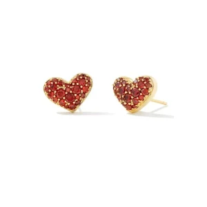 Online Kendra Scott Ari Pave Crystal Heart Earrings in Red Crystal