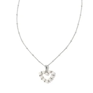 Outlet Kendra Scott Ashton Heart Short Pendant Silver In White Pearl