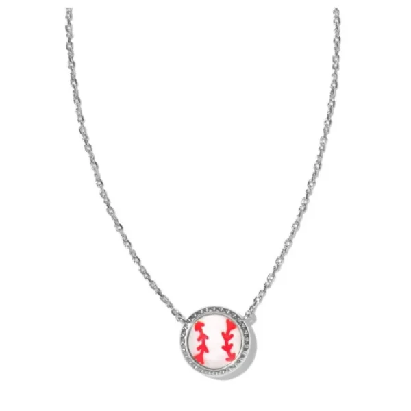 Best Kendra Scott Baseball Short Pendant Necklace in Silver