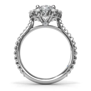 Best Fana Beautiful Floral Halo Diamond Engagement Ring