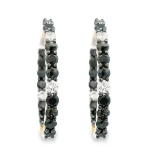 Best Dilamani Black & White Diamond Inside Outside Hoop Earrings