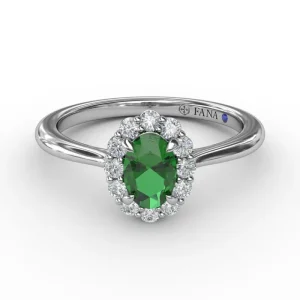 Sale Fana Blooming Halo Emerald and Diamond Ring