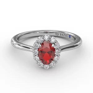 Outlet Fana Blooming Halo Ruby and Diamond Ring