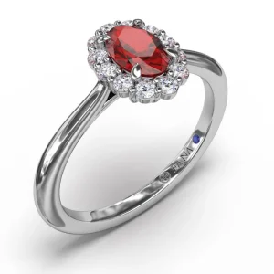 Outlet Fana Blooming Halo Ruby and Diamond Ring