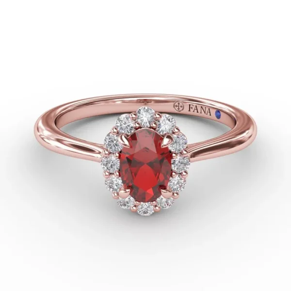 Outlet Fana Blooming Halo Ruby and Diamond Ring