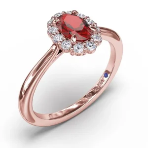 Outlet Fana Blooming Halo Ruby and Diamond Ring