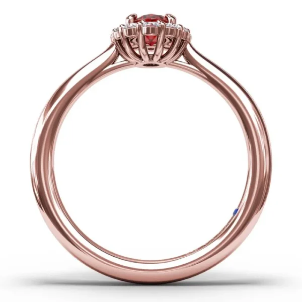 Outlet Fana Blooming Halo Ruby and Diamond Ring