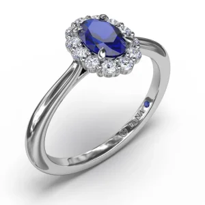 Online Fana Blooming Halo Sapphire and Diamond Ring