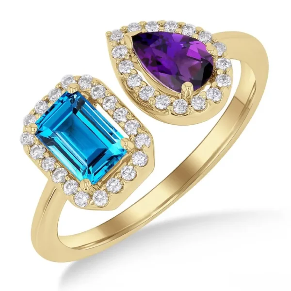 Discount Kelley Collection Blue Topaz & Amethyst 2-Stone Ring