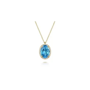 Fashion Gabriel & Co Blue Topaz & Diamond Pendant