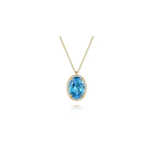 Fashion Gabriel & Co Blue Topaz & Diamond Pendant