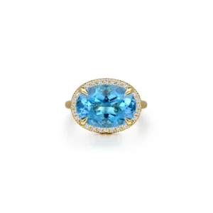 Best Gabriel & Co Blue Topaz & Diamond Ring