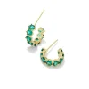 Sale Kendra Scott Cailin Crystal Huggie Earrings Gold in Green Crystal