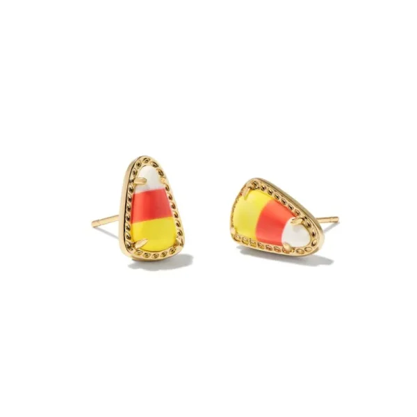 Clearance Kendra Scott Candy Corn Gold Stud Earrings in Candy Corn Magnesite