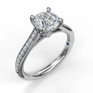 Hot Fana Cathedral Single Row Pave Engagement Ring