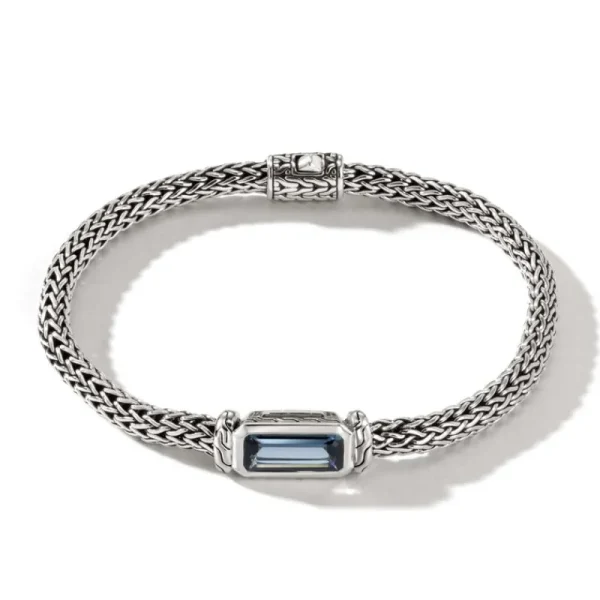 New John Hardy Classic Chain London Blue Topaz Station Bracelet