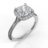 Clearance Fana Classic Cushion Halo Engagement Ring