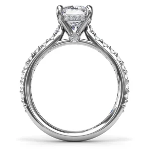 New Fana Classic Cushion Solitaire Engagement Ring With Hidden Pav√© Halo