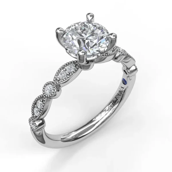 Discount Fana Classic Diamond Engagement Ring with Detailed Milgrain Band