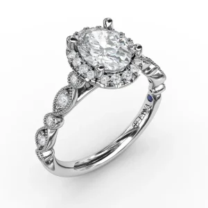 Outlet Fana Classic Diamond Engagement Ring with Detailed Milgrain Band