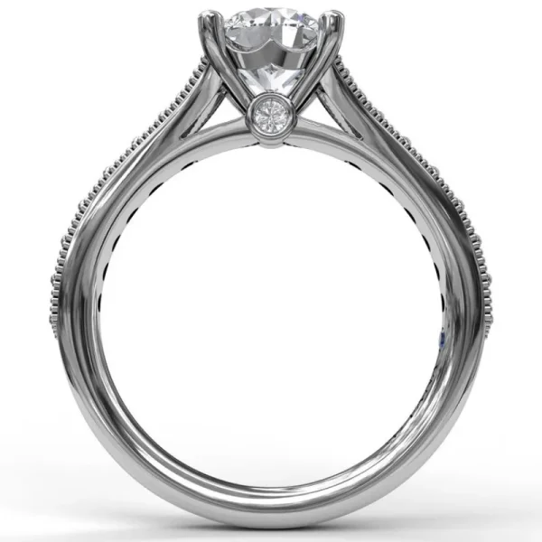 Outlet Fana Classic Diamond Engagement Ring with Detailed Milgrain Band