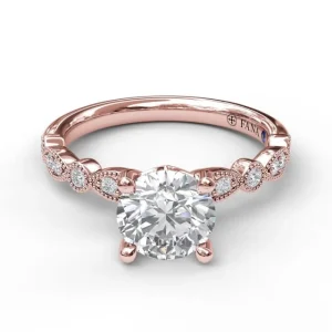 Discount Fana Classic Diamond Engagement Ring with Detailed Milgrain Band