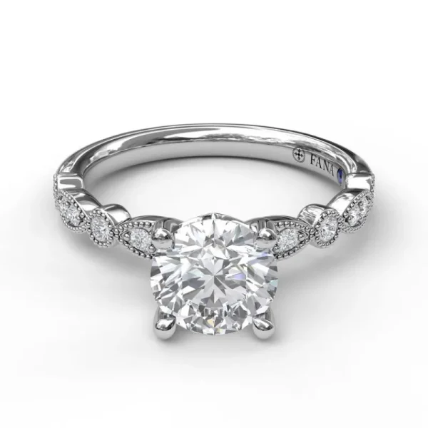 Discount Fana Classic Diamond Engagement Ring with Detailed Milgrain Band