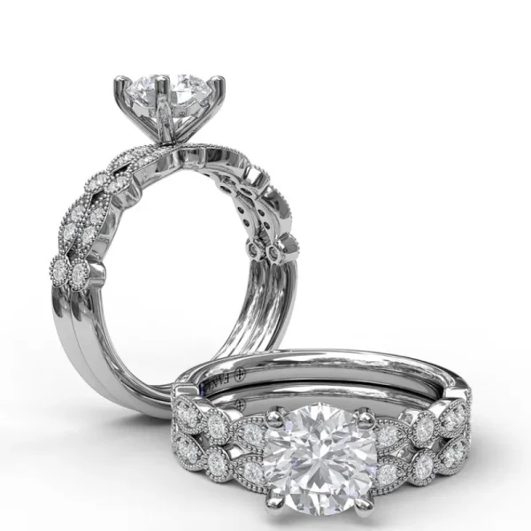 Discount Fana Classic Diamond Engagement Ring with Detailed Milgrain Band