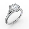 Fashion Fana Classic Diamond Halo Engagement Ring with a Subtle Split Band