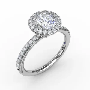 New Fana Classic Diamond Halo Engagement Ring With Diamond Band