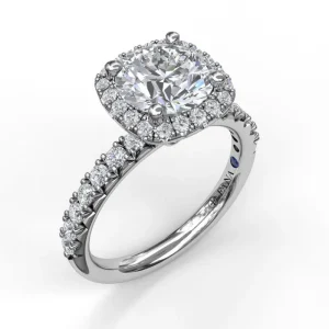 Sale Fana Classic Diamond Halo Engagement Ring with a Gorgeous Side Profile