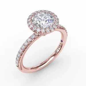 New Fana Classic Diamond Halo Engagement Ring With Diamond Band