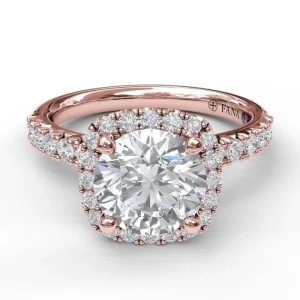 Sale Fana Classic Diamond Halo Engagement Ring with a Gorgeous Side Profile