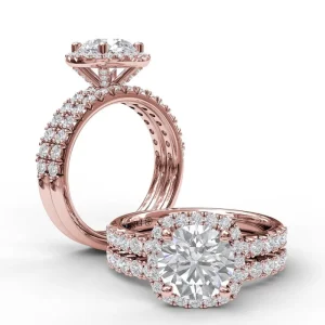 Sale Fana Classic Diamond Halo Engagement Ring with a Gorgeous Side Profile