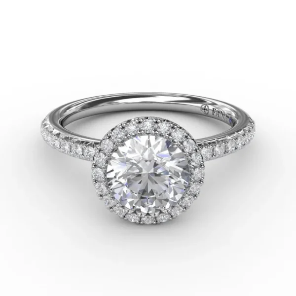 New Fana Classic Diamond Halo Engagement Ring With Diamond Band