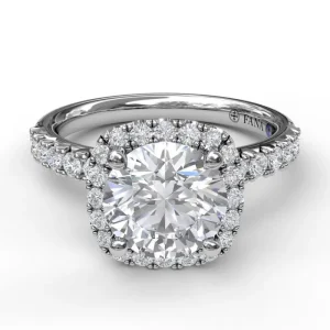 Sale Fana Classic Diamond Halo Engagement Ring with a Gorgeous Side Profile