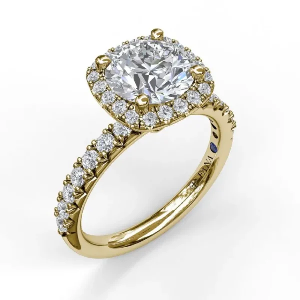 Sale Fana Classic Diamond Halo Engagement Ring with a Gorgeous Side Profile