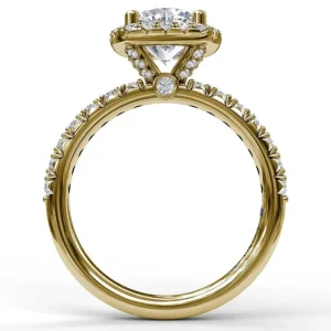 Sale Fana Classic Diamond Halo Engagement Ring with a Gorgeous Side Profile