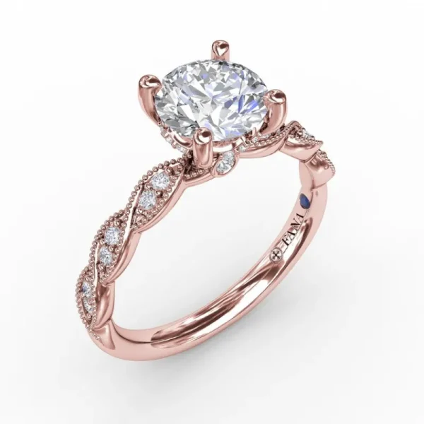 Hot Fana Classic Diamond Solitaire Engagement Ring With Diamond Twist Band