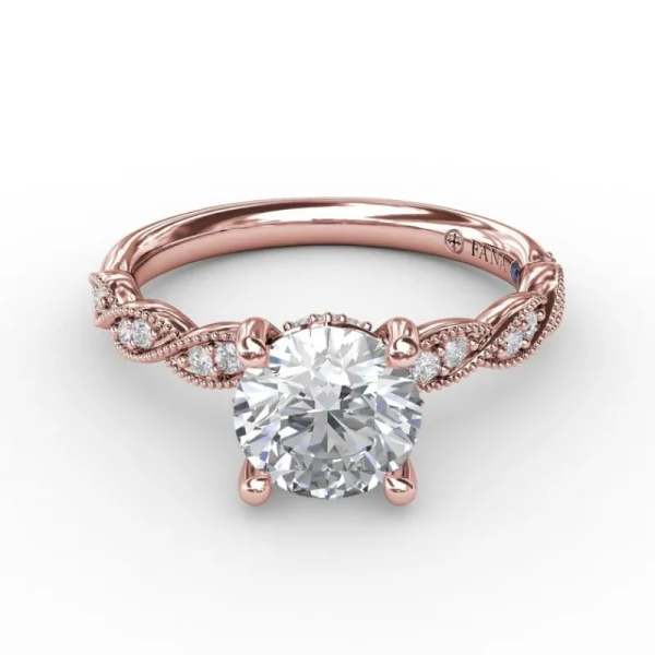 Hot Fana Classic Diamond Solitaire Engagement Ring With Diamond Twist Band