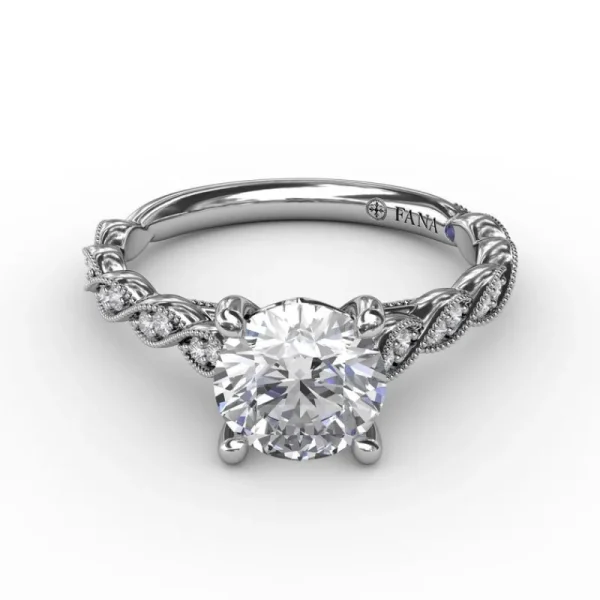 New Fana Classic Diamond Solitaire Engagement Ring With Diamond Twist Band