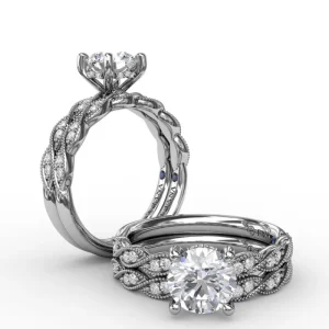 Hot Fana Classic Diamond Solitaire Engagement Ring With Diamond Twist Band