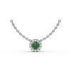 Fashion Fana Classic Emerald and Diamond Pendant Necklace