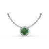 Hot Fana Classic Emerald and Diamond Pendant Necklace